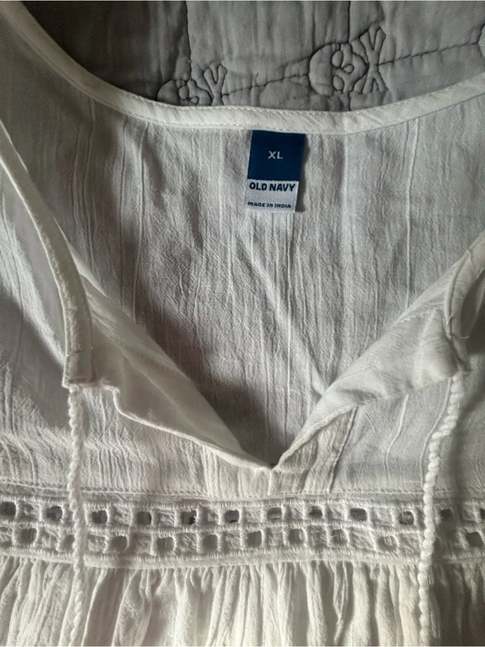 White Cotton Eyelet Mini Dress - Soft Boho Style NWOT